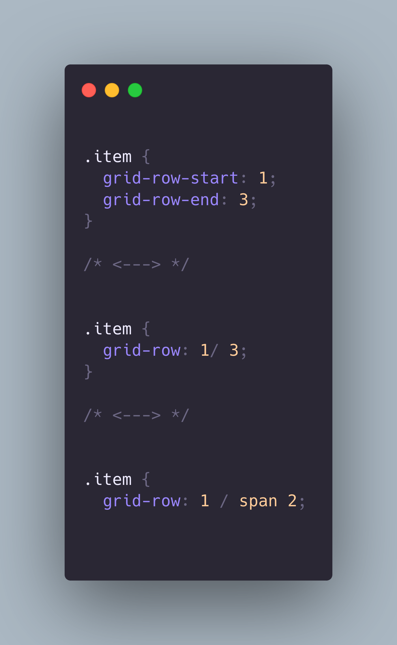 Grid-row/column & span properties