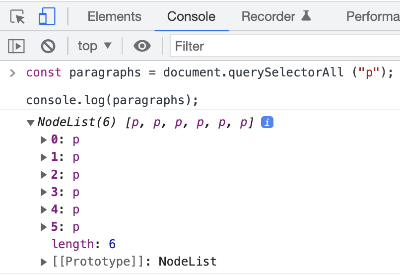 Node list example