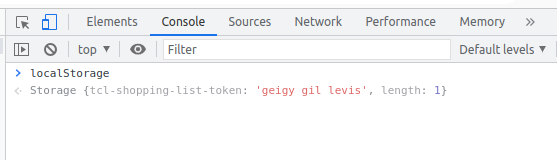 localStorage object on the console