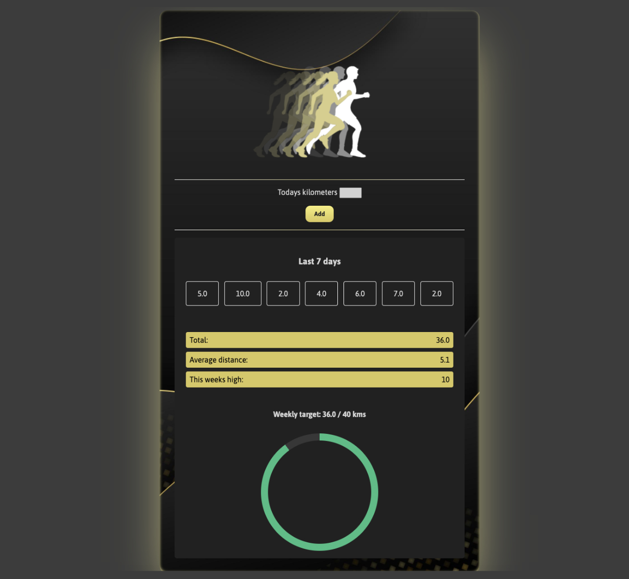 Picture of a running tracker app